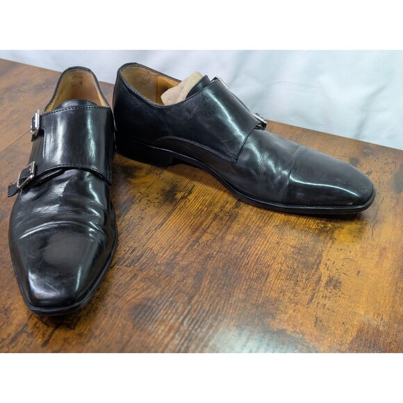 MERCANTI FIORENTINI Black Double Monk Strap Leather Oxford Shoes Leather Sz 8.5 main image 6